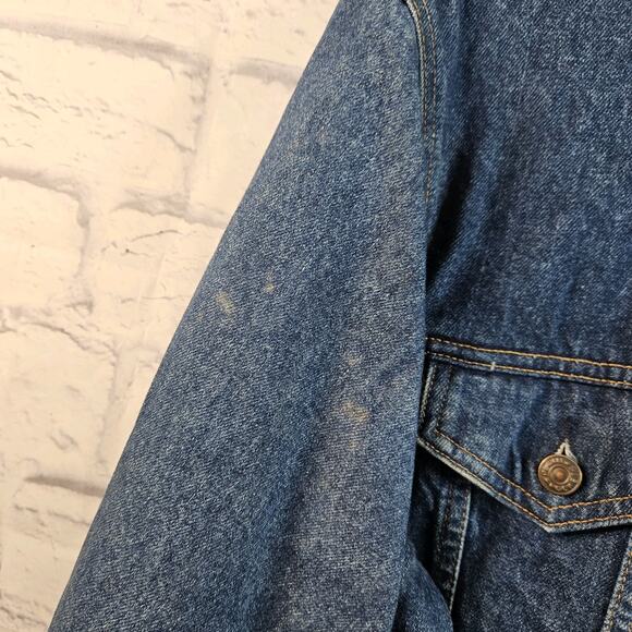 Vintage Plain Pockets Men's Denim Trucker Jacket Sz LXT USA Made Vtg - Picture 3 of 8